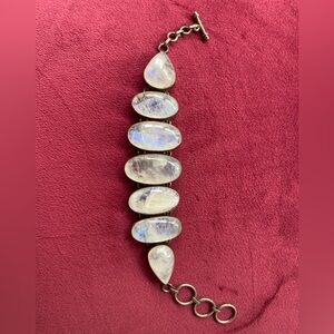 Oversized silver moonstone bracelet